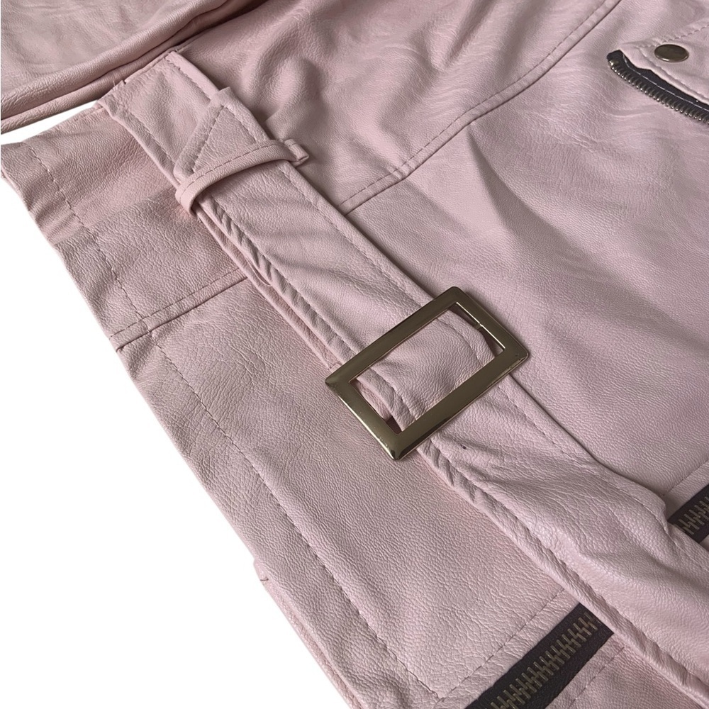 Italian Faux Leather Moto Jacket – Blush, Size Medium - Picture 7 of 16